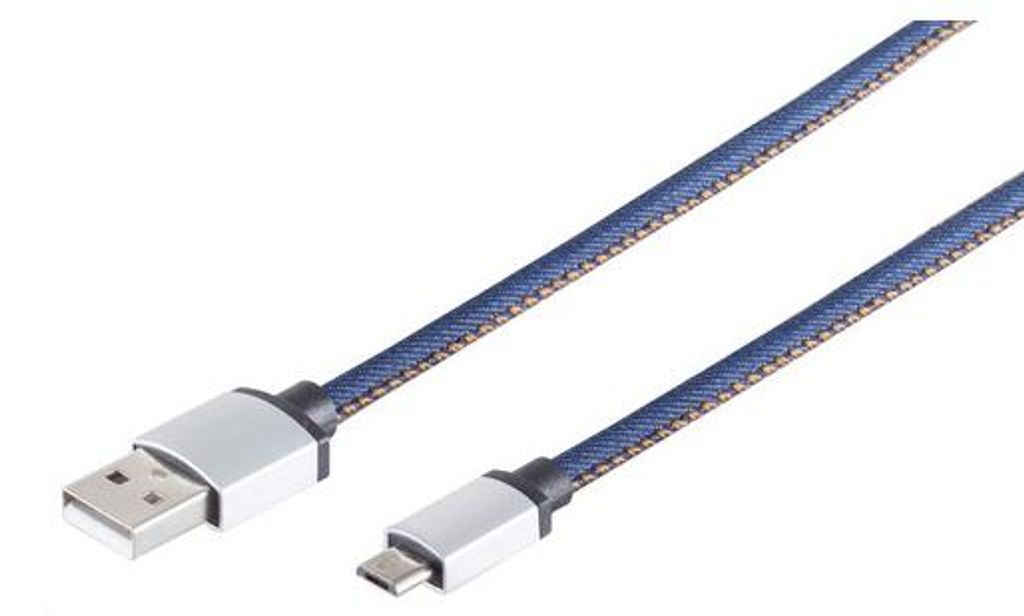 USB-Ladekabel A Stecker auf USB Micro B, blau 2m