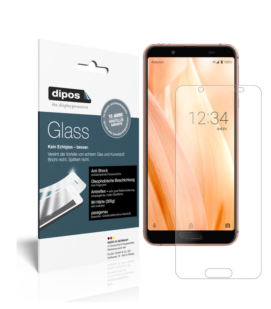 2x Schutzfolie für Sharp Aquos Sense3 matt - Anti-Shock 9H Folie dipos Glass Kunststoffglas