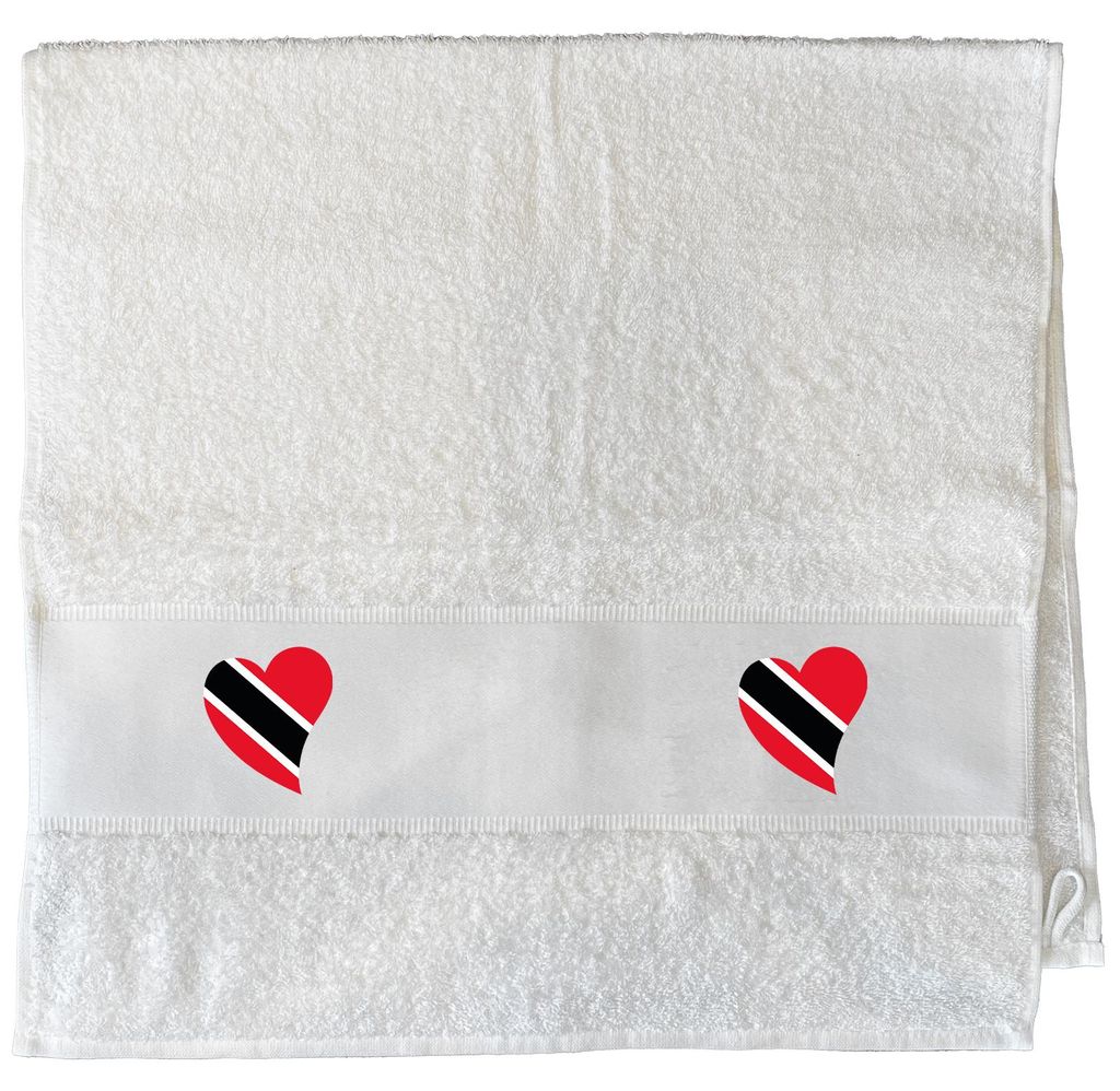 Huuraa Handtuch Trinidad und Tobago Flagge Herz 50x100cm White Baumwolle Handtuch Geschenkidee