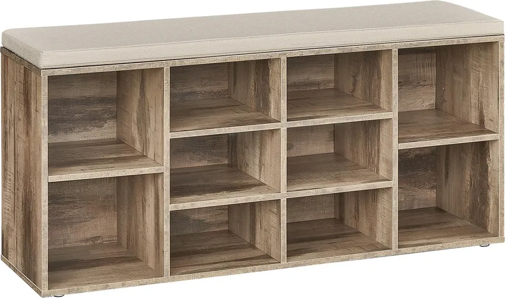 Siège pour mettre ses chaussures avec étagère camel, 104 cm de long