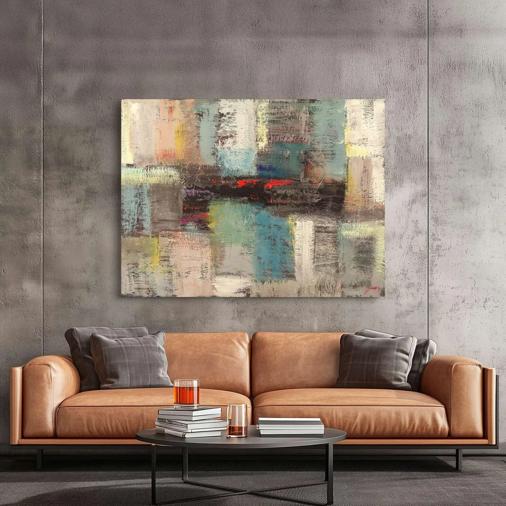 Toile abstraite moderne de 100x70 cm avec des effets de texture - 3