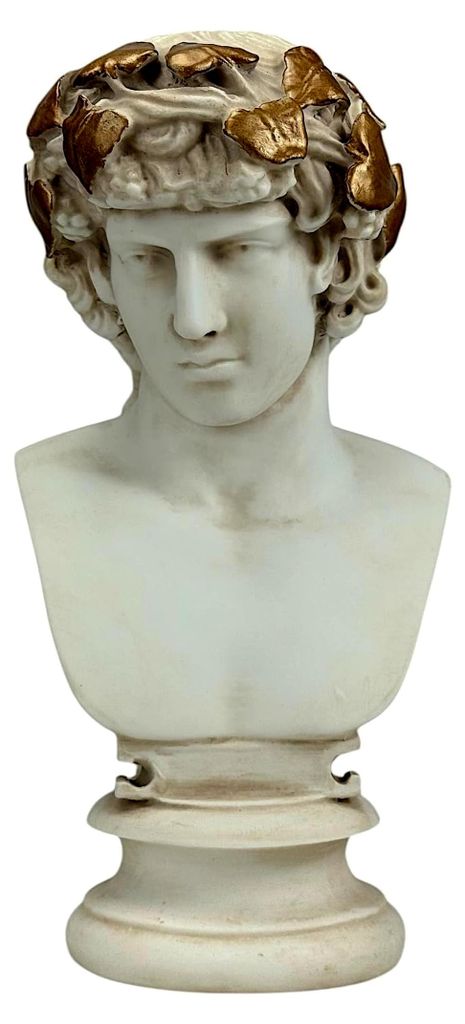 Antinous als Dionysos Büste - Griechische Statue aus gegossenem Marmor, handgefertigt in Griechenland, inspiriert vom British Museum, 30 cm