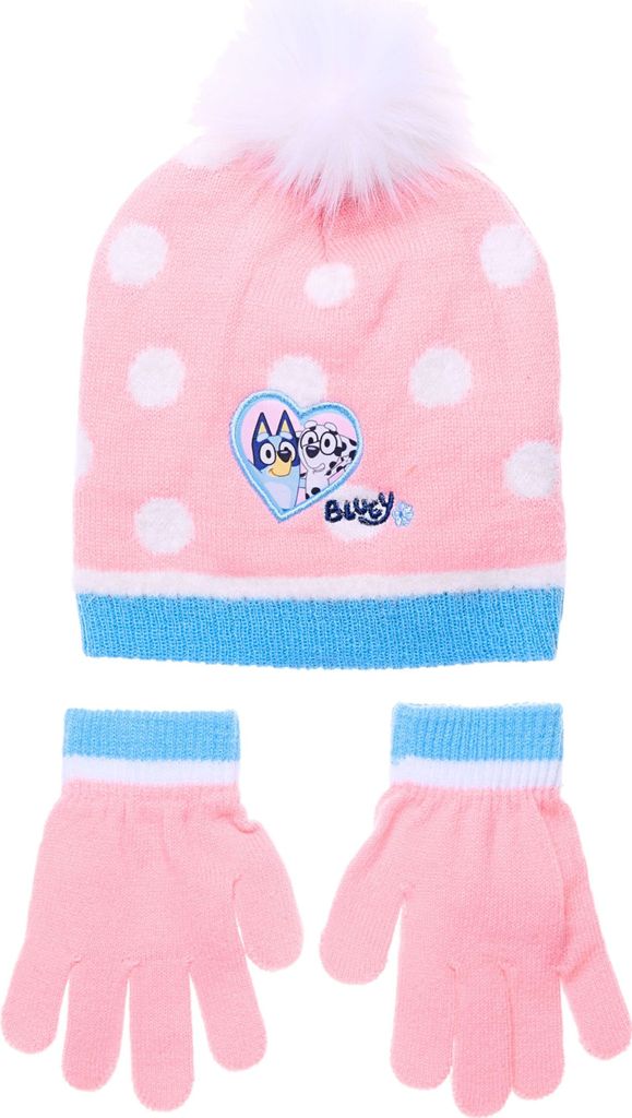 2-tlg. Winter Set: Bluey Mütze & Handschuhe 52 cm