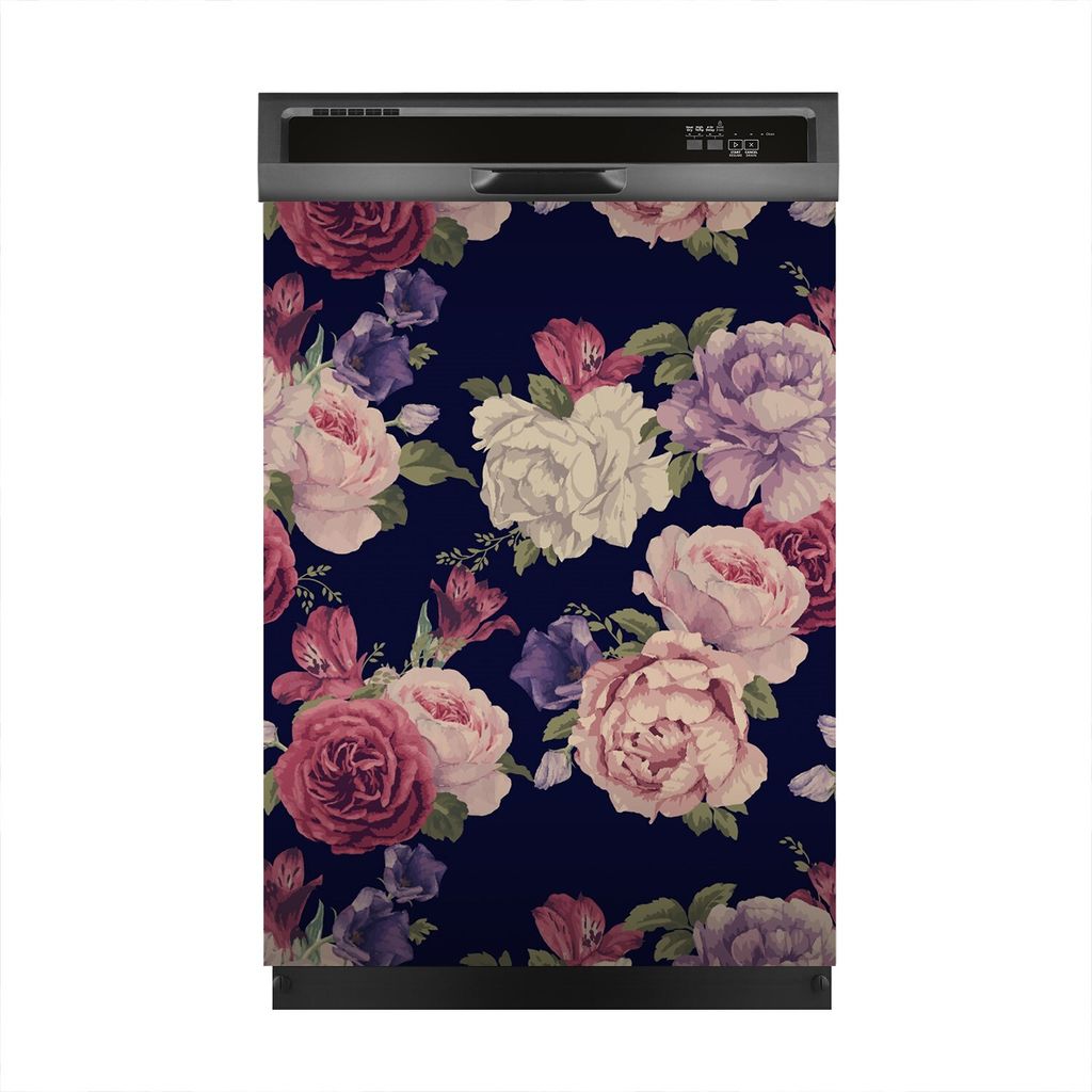 Magnete Dekorative 60x80 cm Küche Magnetmatte Spülmaschine - florales Muster mit Rosen