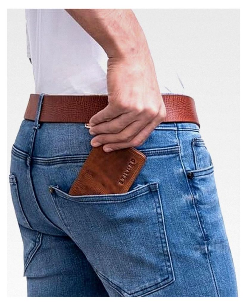 Mini Geldbörse Herren RFID Leder Brieftasche Vintage für Männer Kleiner Geldbeutel mit vielen Kartenfächern und NFC-Schutz in Geschenkbox