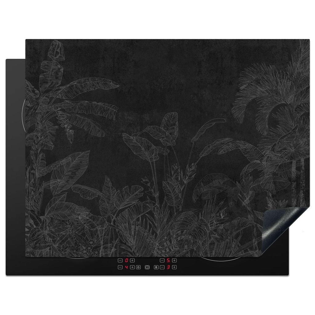 KitchenYeah Herdabdeckplatte Beton - Muster - Schwarz , 77x59cm, Küche Deko, Glaskeramikkochfeld Herdabdeckung, Abdeckplatte fùr Kochfeld