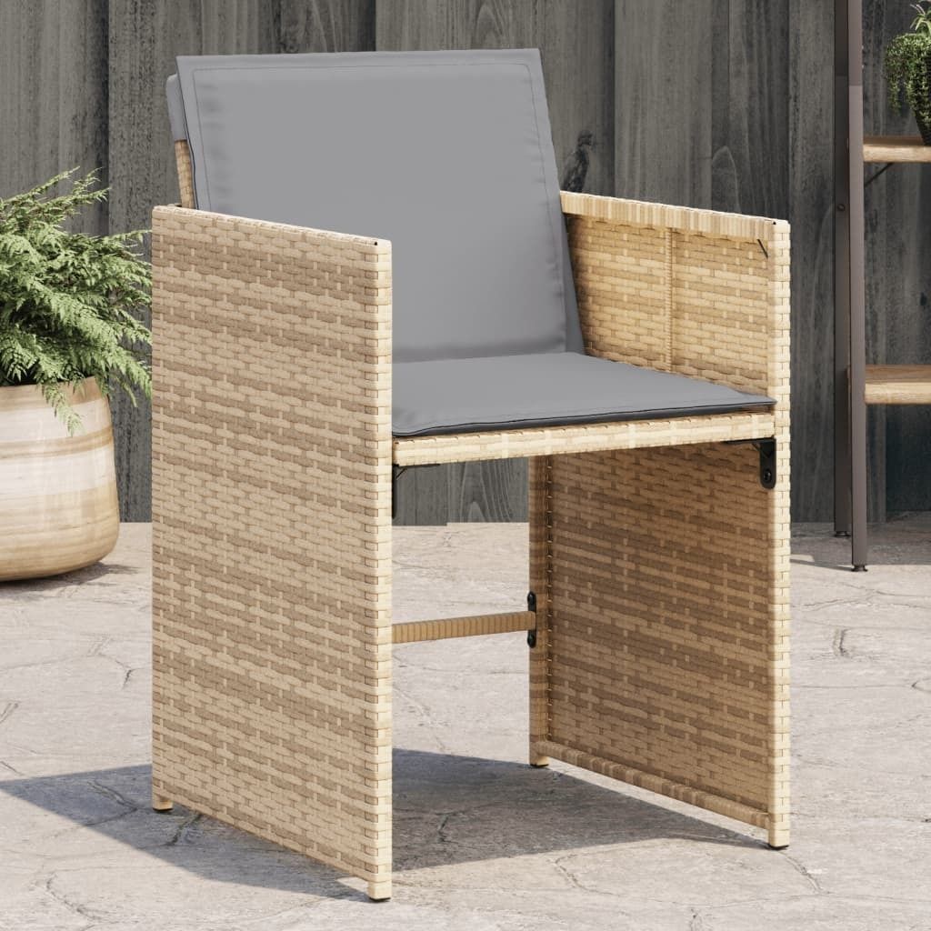 Möbel Gartenstühle mit Kissen 4 Stk. Beigemischung Poly Rattan - Gartenstühle 4007461