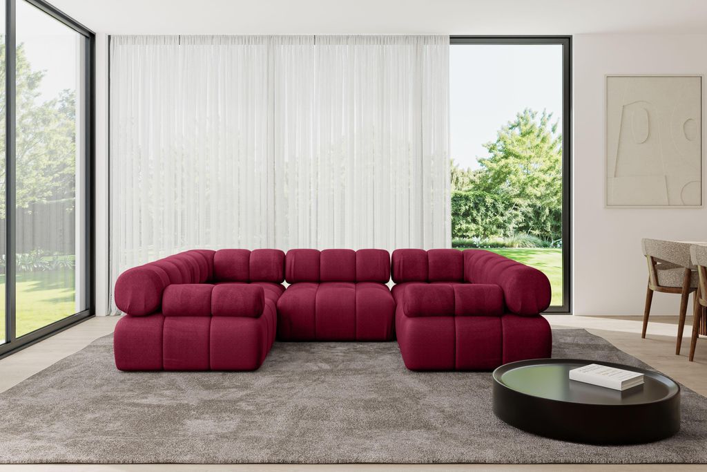 ALTDECOR Modulares Sofa Ecksofa in U-Form - Birno-U1 - 285x190x70 cm Bordeauxrot Corner modular Sofa Eckcouch Couch Wohnlandschaft Cauchsofa Polste...