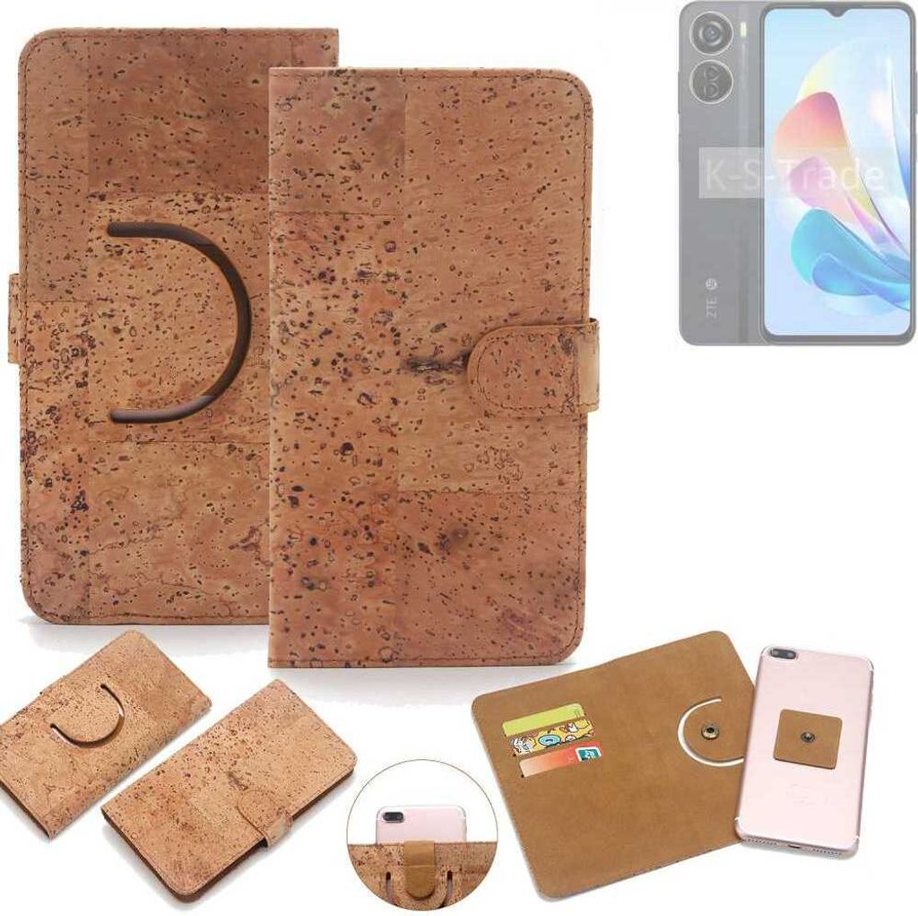 K-S-Trade Handy Hülle Schutz Hülle kompatibel mit ZTE Blade V40 Design Handyhülle Schutzhülle Korkhülle Kork-Hülle 1x
