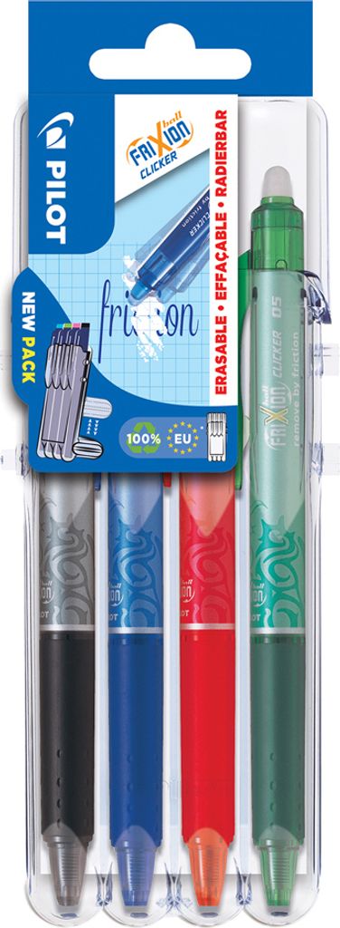 PILOT Tintenroller FRIXION BALL CLICKER 05 Set2Go 4er Etui