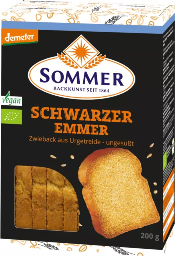 Sommer - Demeter Schwarzer Emmer Zwieback - 200g