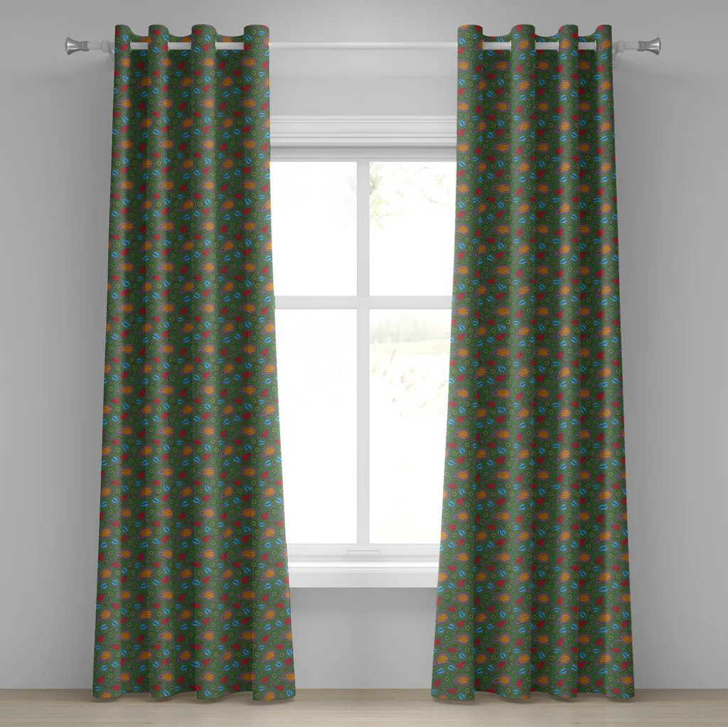 Coppia Tende Etniche Lavabili ABAKUHAUS 280x175 cm Arancio Blu