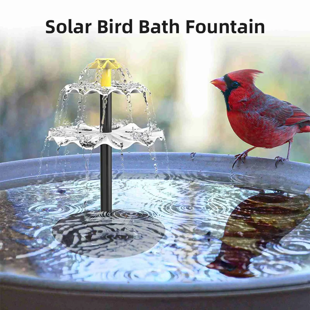 Fontaine solaire de jardin à jet réglable et panneau photovoltaïque noir