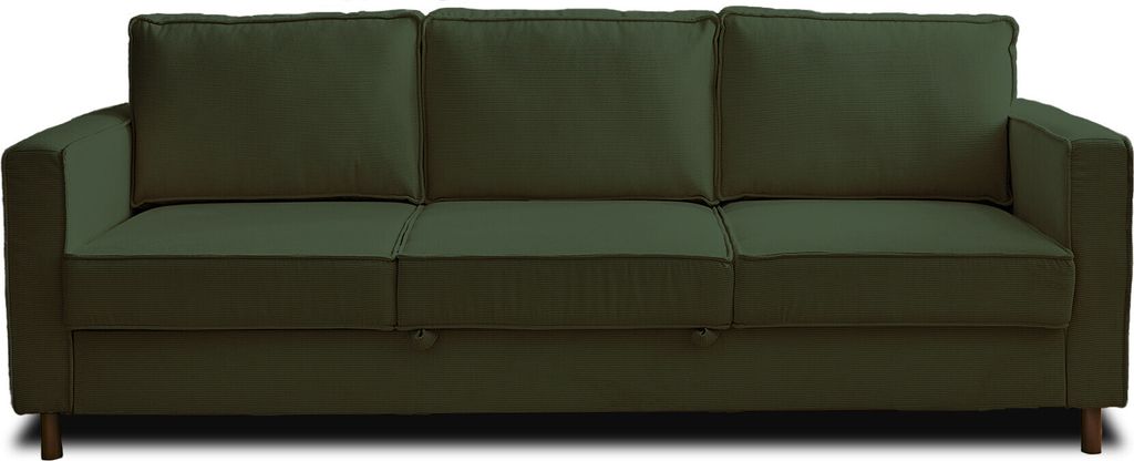 Lisa Design Jake - 3-Sitzer Sofa, mit Schlaffunktion, aus Cord , Grün