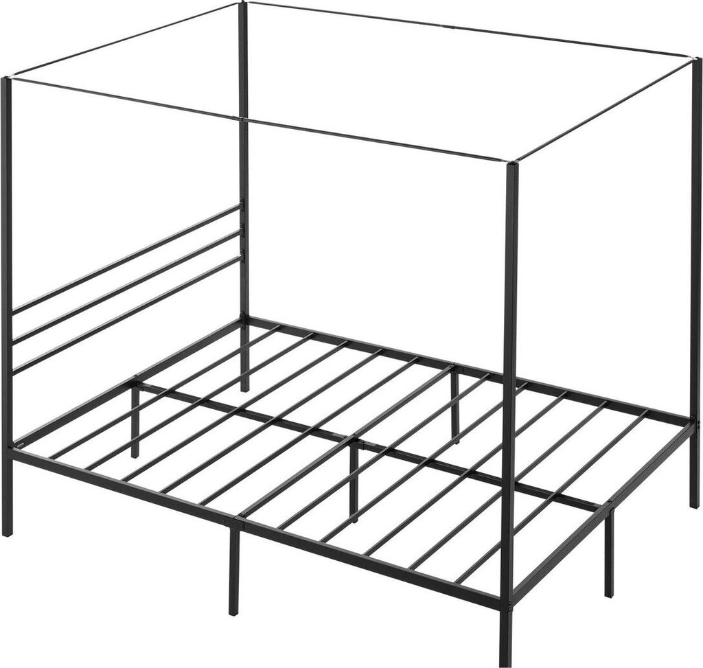 Queen-Size-Himmelbettgestell, Metall-Himmelbett mit vier Pfosten, strapazierfähige Stahl-Lattenrostunterstützung, Stauraum unter dem Bett, keine ...