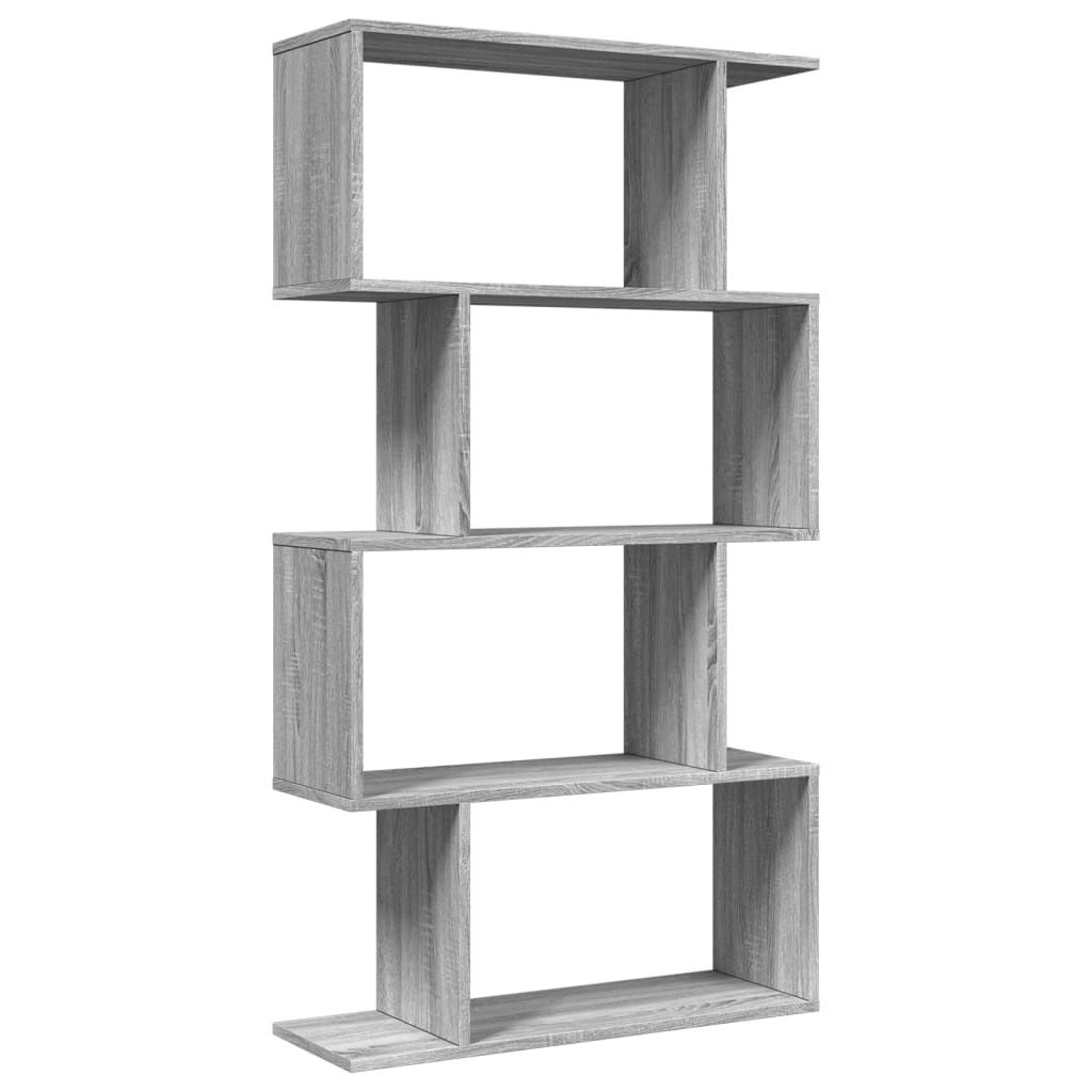 vidaXL Raumteiler-Bücherregal 4 Böden Grau Sonoma 70x24x129 cm