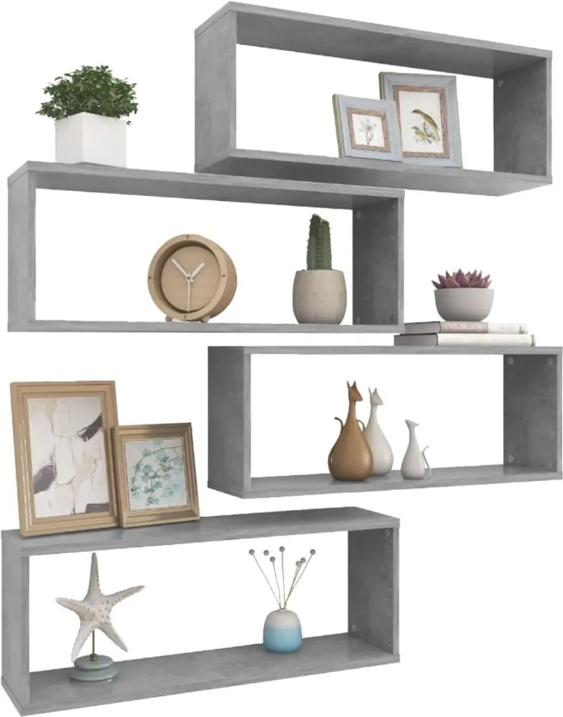 Offerta Set 4 Mensole Parete Grigio Cemento 60x15x23 cm - Qualità - 3