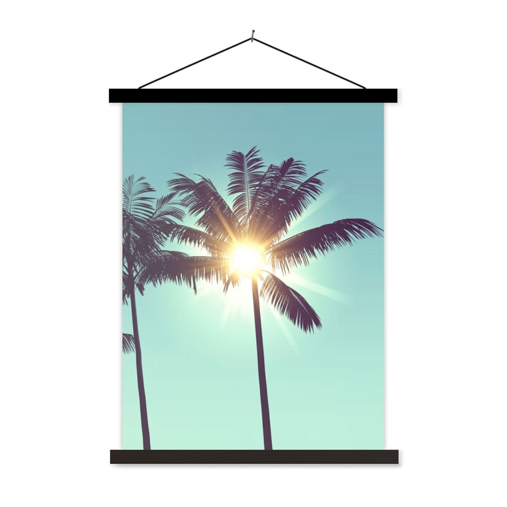 MuchoWow Textilposter Palmen - Sommer - Sonne 90x120 cm mit schwarzem Rahmen - Dekoration