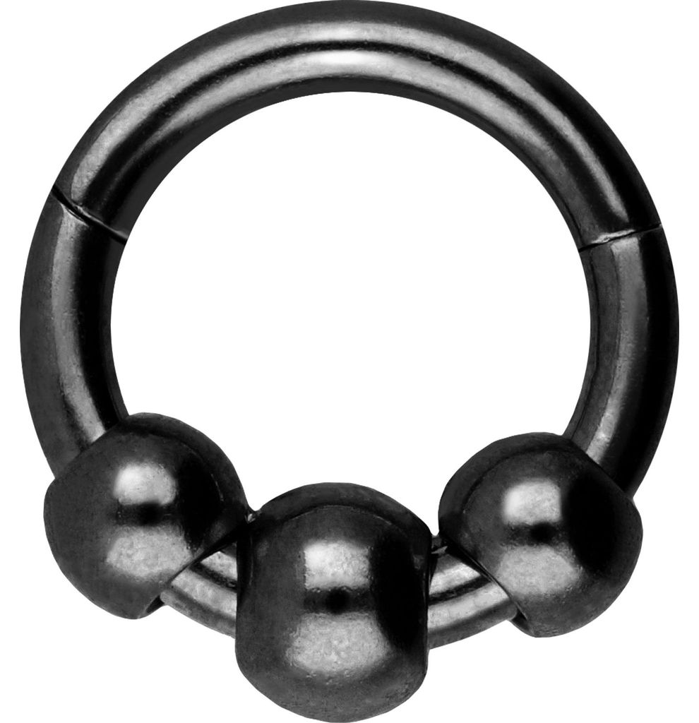 Ohrpiercing, Nasenpiercing, Septum Piercing Chirurgenstahl Segmentring Clicker 3 KUGELN Schwarz Innendurchmesser: 6 mm