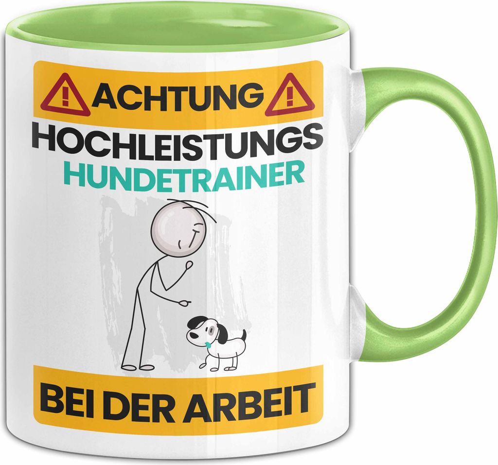 Hundetrainer Tasse Geschenk Lustiger Spruch Geschenkidee für Hundetrainer Achtung Hochleistungs Hundetrainer Bei Der Arbeit (Grün)