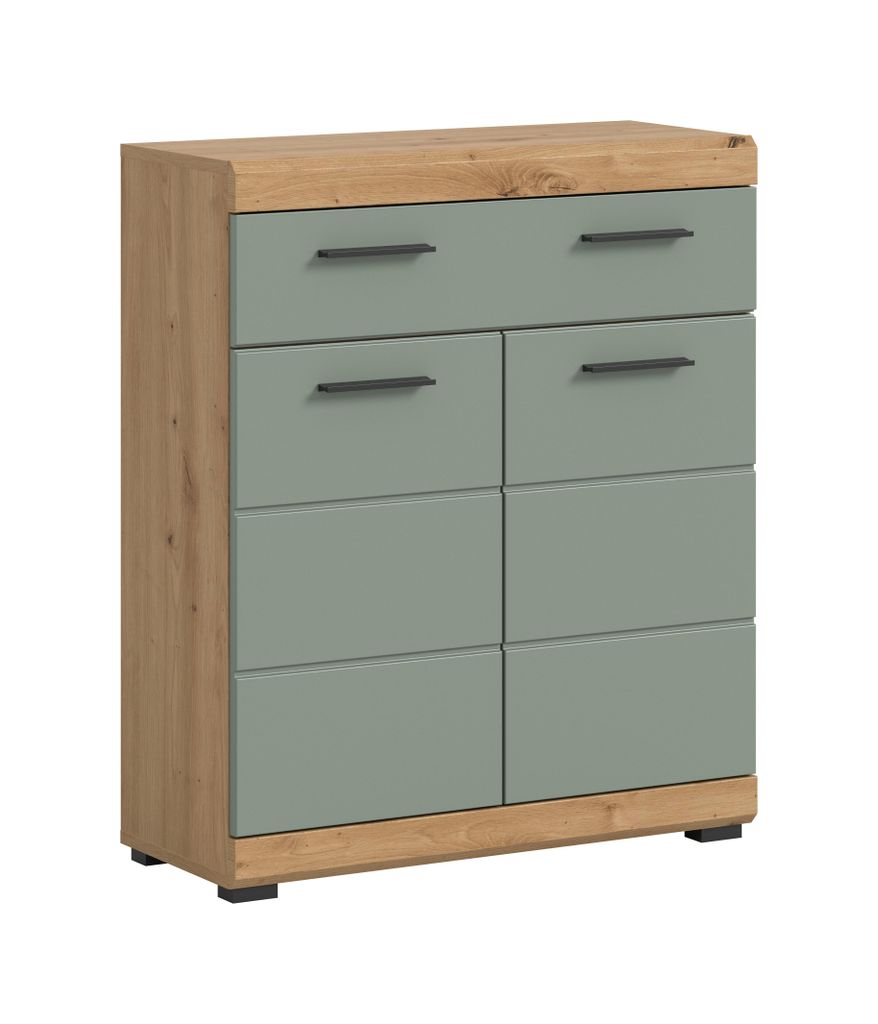 Unterschrank mit 1 Schublade & 2 Türen, robuste MDF Front, Breite 88 cm, Salbei/Artisan Eiche, furnling Scott