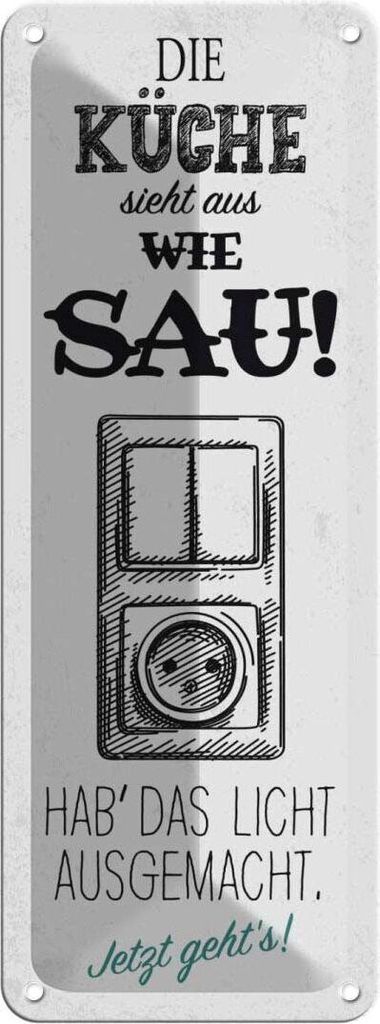 vianmo Blechschild 27x10 cm Die Küche sieht aus wie Sau! Spruch Zitat