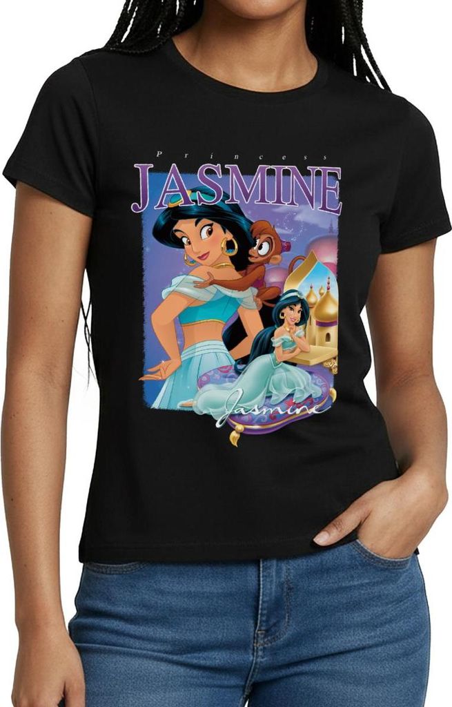 Prinzessin Jasmin Mit Treuem Äffchen Abu Frauen T-Shirt, XL, Schwarz