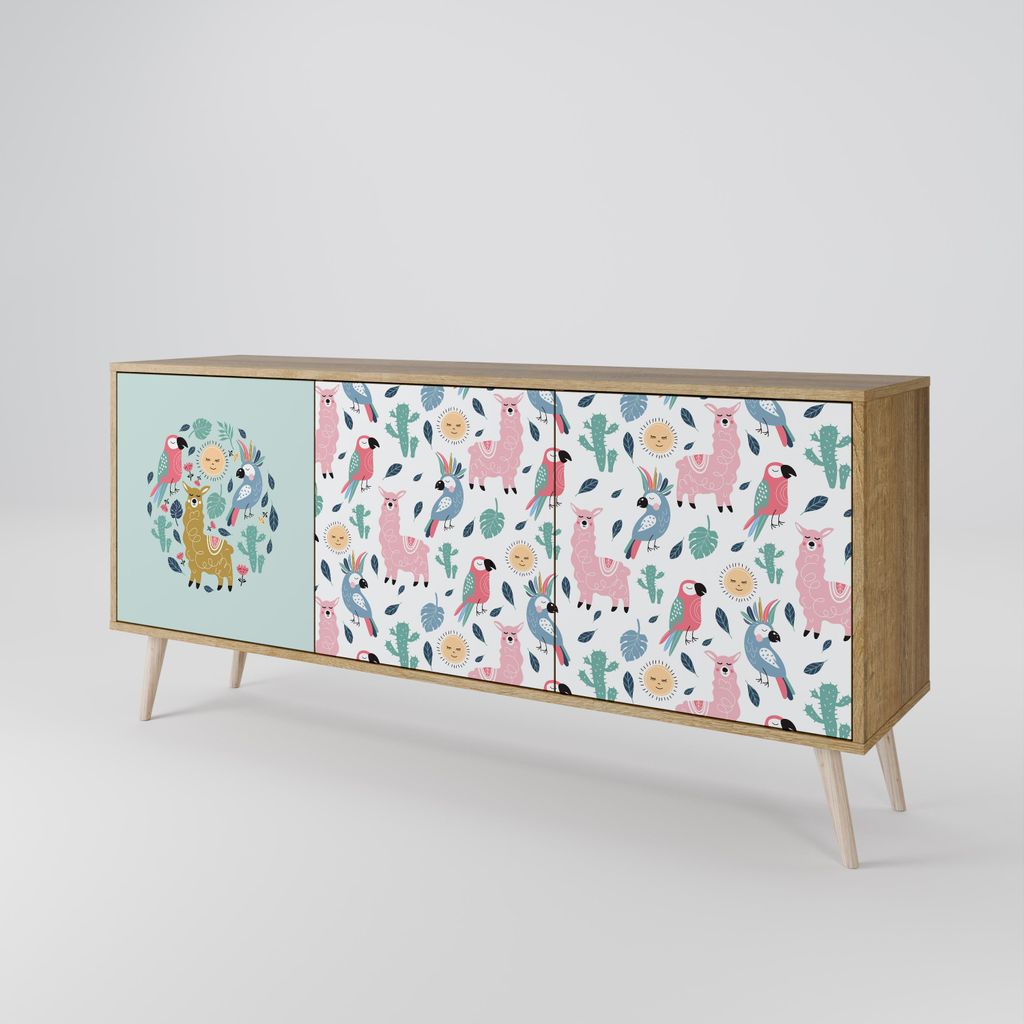 Spacerebels Kommode mit 3 Türen - Sideboard Komodenschrank - Highboard - Kleiderschrank Möbel - Wohnzimmer Schlafzimmer - 57,5×111×42 (HxBxT)
