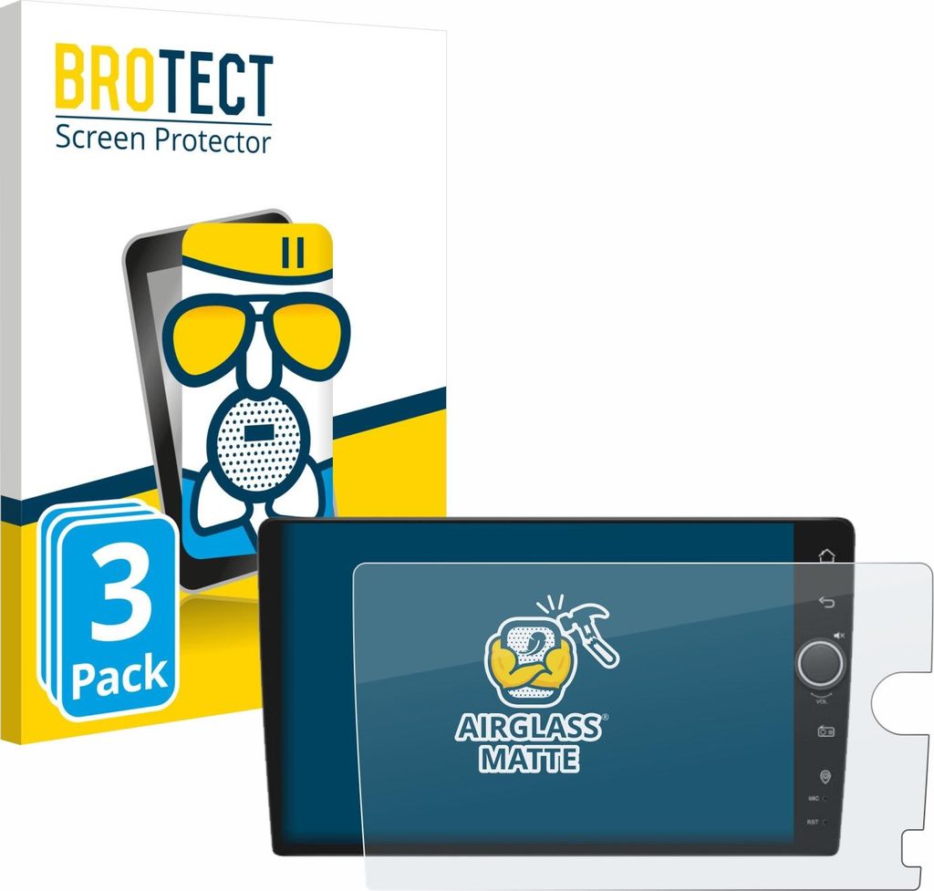 3x BROTECT Entspiegelungs Schutzglas für Joying Car Radio 9" Rechtslenker Schutzfolie Panzer Folie Glas Display Schutz matt