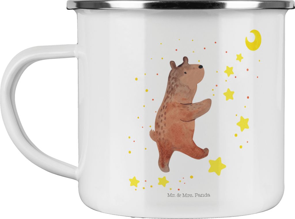 Mr. & Mrs. Panda Emaille Becher Bär Träume - Weiß - Geschenk, Traum, Teddy, Träumen, Blechtasse, Pott, Traumdeutung, Tasse, Motivtasse