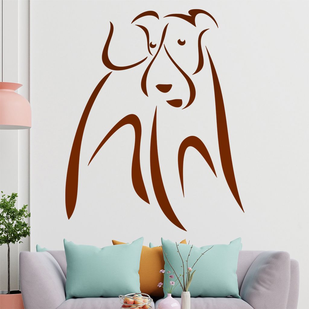 Hund Linien - Hunde Wandtattoo in 6 Größen - Wandaufkleber Wall Sticker - Dekoration, Küche, Wohnzimmer, Schlafzimmer, Badezimmer