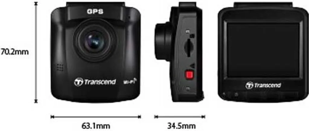 Dashcam Transcend DrivePro 250 - Caméra de voiture 64Go avec ventouse