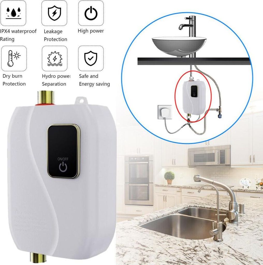 Mini-Warmwasserbereiter Instant Electric Tankless unter Waschbecken Wasserhahn Küche Badezimmer