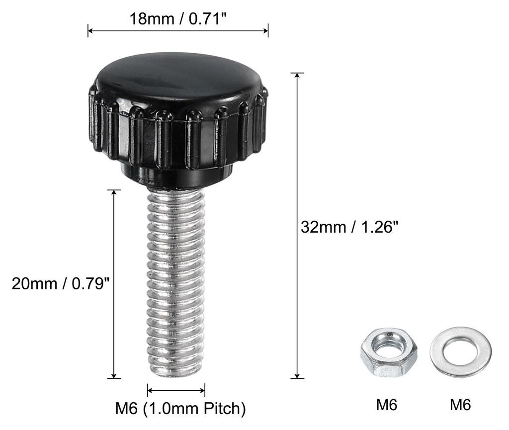 4 Stš¹ck R?ndelschraube mit Gewinde M6 x 20mm Rundkopfschraube mit Muttern Unterlegscheiben, Flš¹gelschrauben Edelstahl 304 Klemmhebel 18mm Kle...