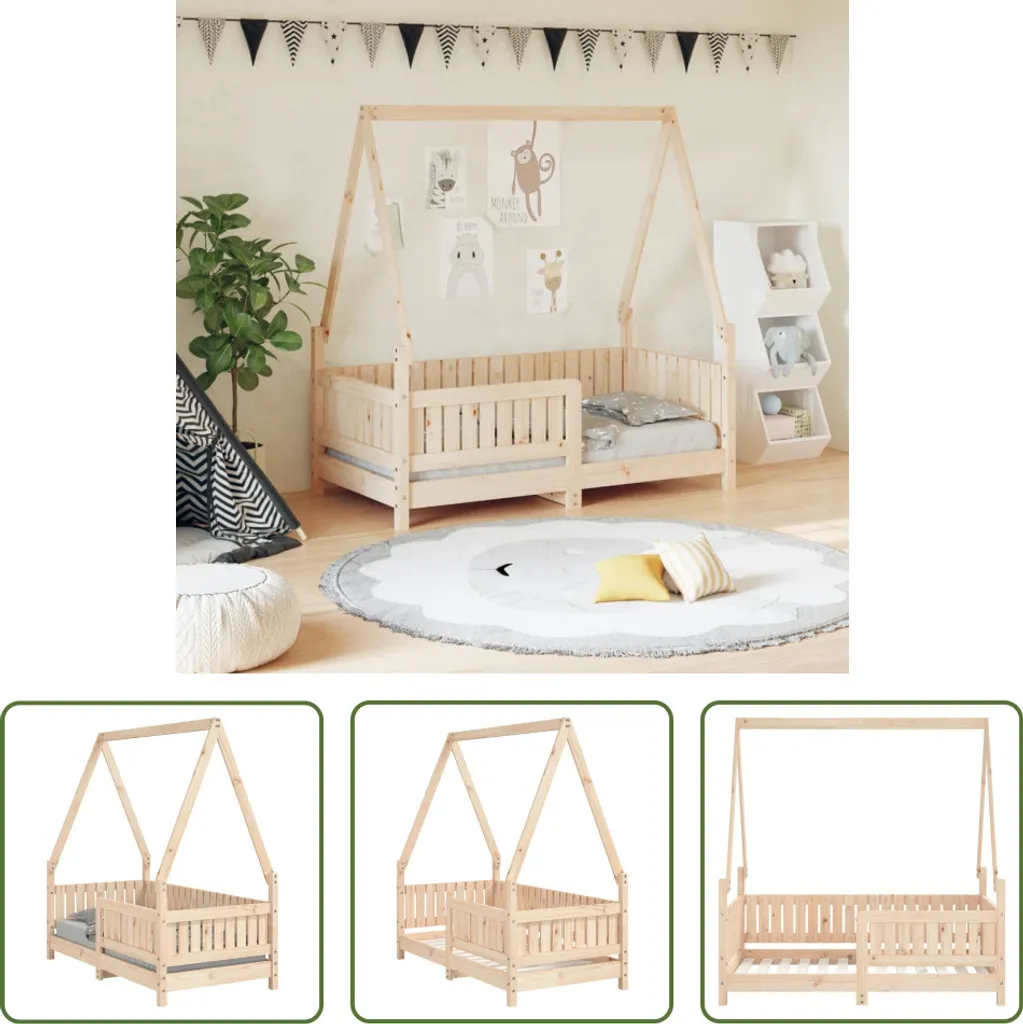 Cadre de lit junior en bois massif 70x140 pour chambre d'enfant moderne