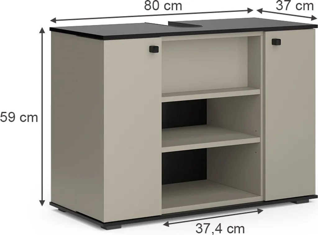 Meuble sous évier de salle de bain Vicco Joli 80 cm grège pour vasque