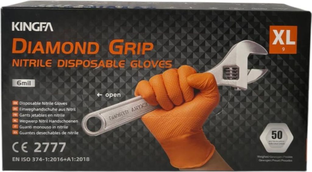 Rukavice Nitrilové rukavice Silné GRIP Oranžové 85G KINGFA Obrázek produktu 