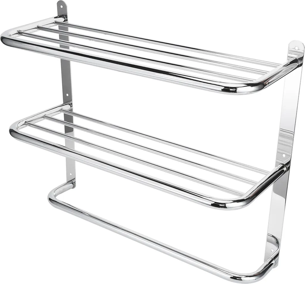 Étagère 3 niveaux modulable et porte-serviettes compact gain de place