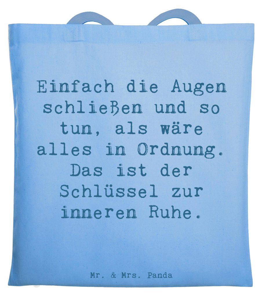 Mr. & Mrs. Panda Beutel Spruch Innere Ruhe - Sky Blue - Geschenk, Frieden, Gefühl, Zitat, Schultasche, Tote Bag, Stimmungen, Shopping Tasche, Gef...