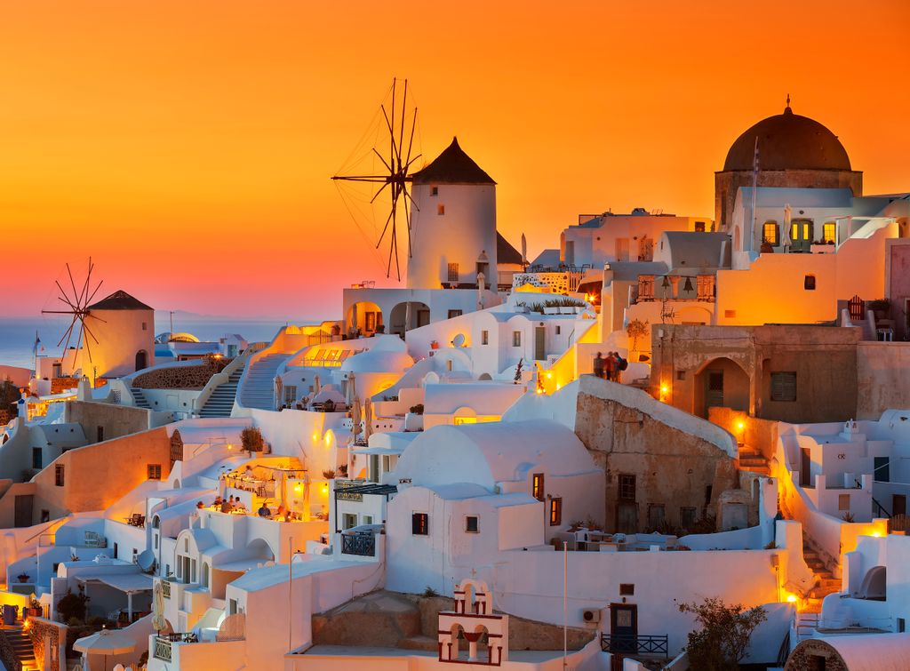 Papermoon VLIES Fototapete, Digitaldruck, Santorini Sonnenuntergang (707)