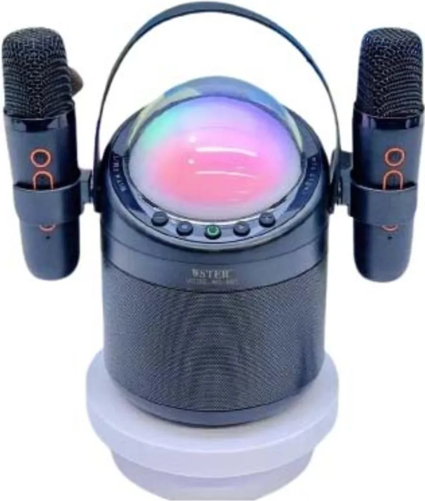 Système Karaoké sans Fil : Finis les Câbles ! 2 Micros et Lumières RGB Noir