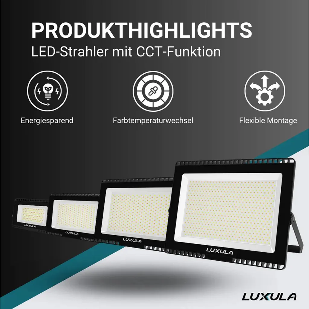 Projecteur extérieur LED 50W CCT variable 3000K-6500K noir LUXULA - 2