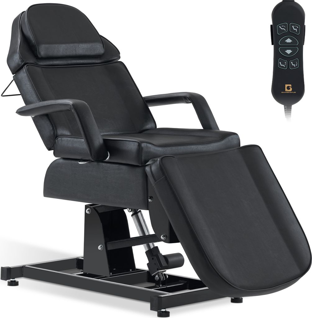 Kosmetikliege Elektrisch, Massageliege Klappbar & Höhenverstellbar, Tattoo Liege mit 3 Motoren, Massagetisch für 0751(Schwarz/Kunstleder)