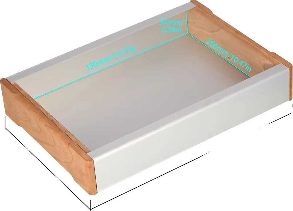 Châssis d'ampli Hifi en aluminium et bois véritable, format 370x270x60mm