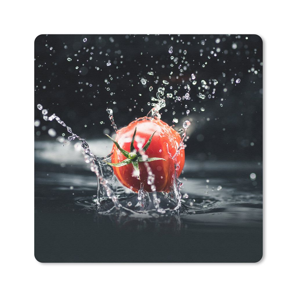 MuchoWow Mauspad Mousepad Tomate - Gemüse - Stilleben - Wasser - Rot 20x20 cm - Mousepads - Maus Mat - Pad - Mausunterlage - Desk Mat - Bureauar...