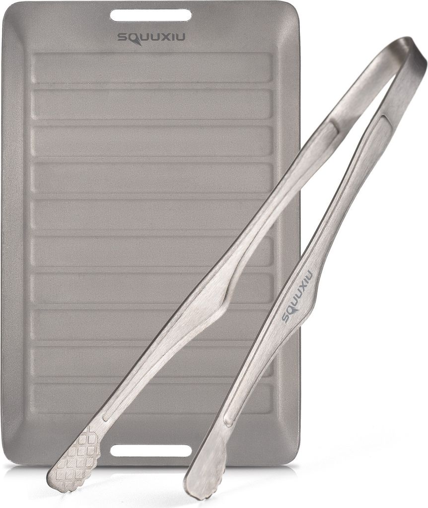 Ti Camping-Grillpfanne und Grillzange-Set, tragbares Outdoor-Kochgeschirr, Antihaft-Oberfl?che, mattes Finish, perfekt fš¹r 1 Person