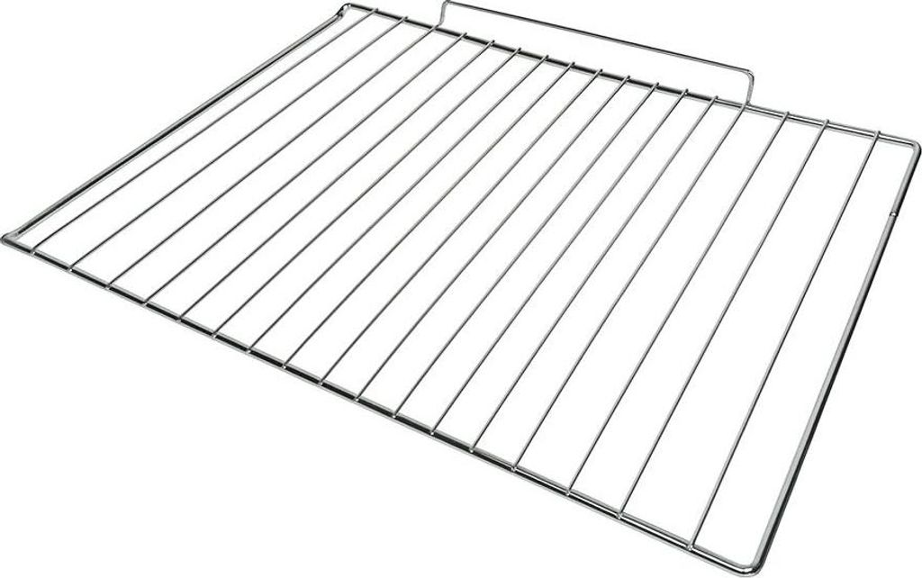 A silver metal grill rack for an oven, shown from a slightly elevated angle against a white background.