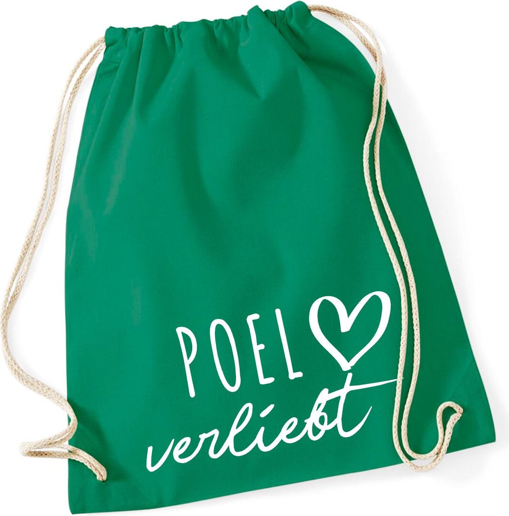 Huuraa Turnbeutel Poel verliebt 12 Liter Kelly Green Baumwolle Rucksack Geschenkidee