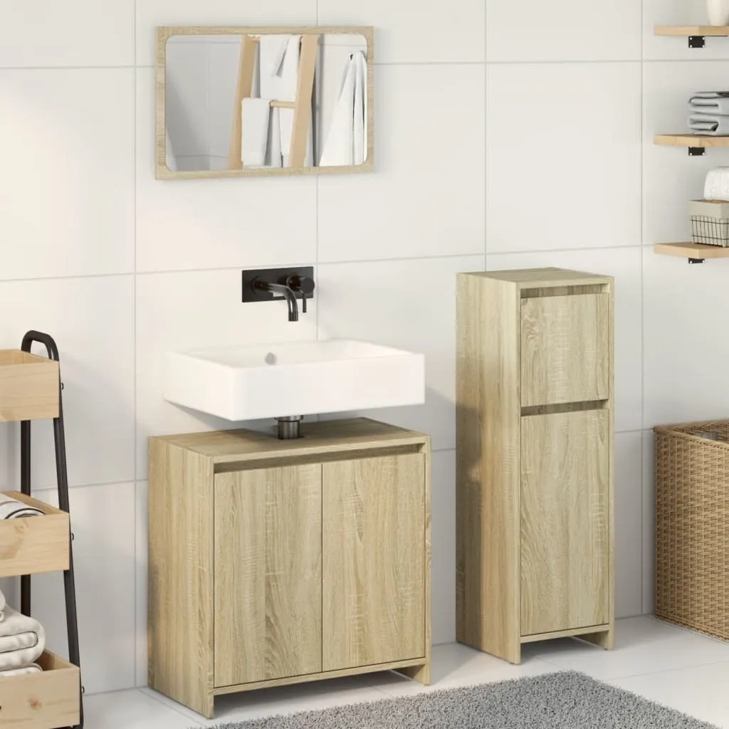 Maison Exclusive - Set Mobili da Bagno 3 pz Rovere Sonoma in Legno Multistrato - 3