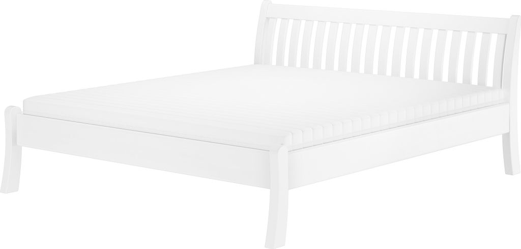 Gästebett Doppelbett Echtholzbett 180x200 hohe Sitzkante Kiefer massiv weiß V-60.61W-18Rollrost und Matratze inkl.